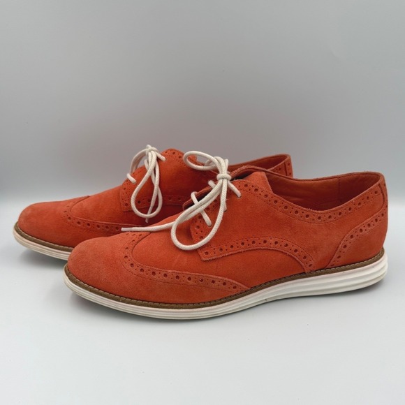 Cole Haan Shoes - Cole Haan Womens Lunar Grand Wingtip Oxford 8.5 B Orange Suede Leather Shoes